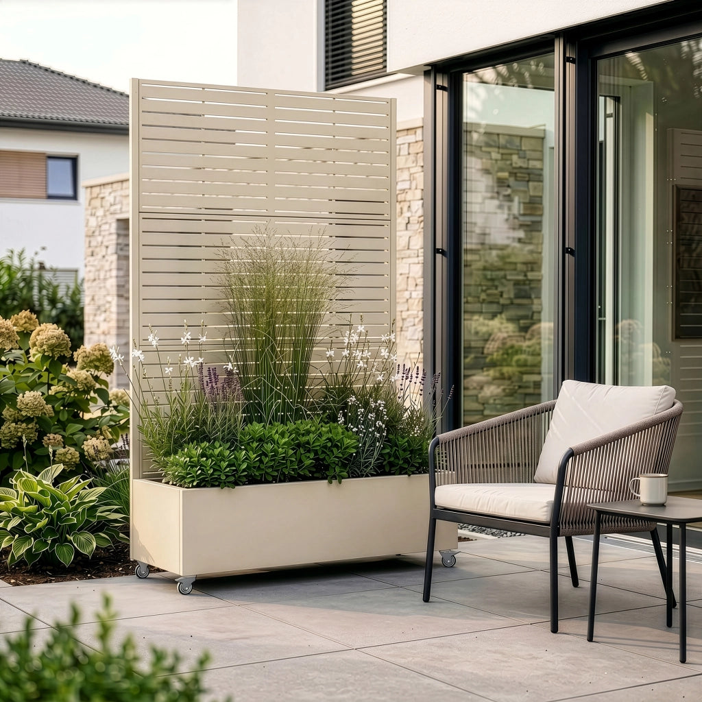 Fioriera con Spalliera Nodepp in Acciaio 190 x 120 x 38 cm - Beige casa.pro