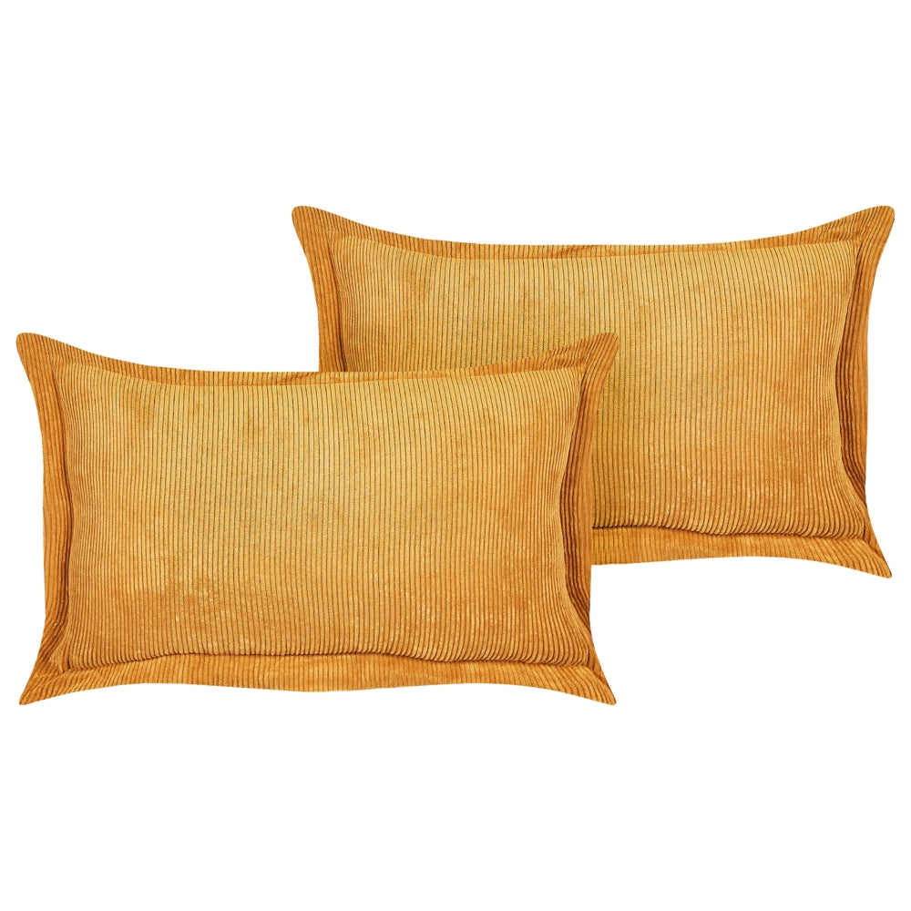 Set di 2 cuscini decorativi in velluto a coste giallo 47 x 27 cm stile moderno tradizionale