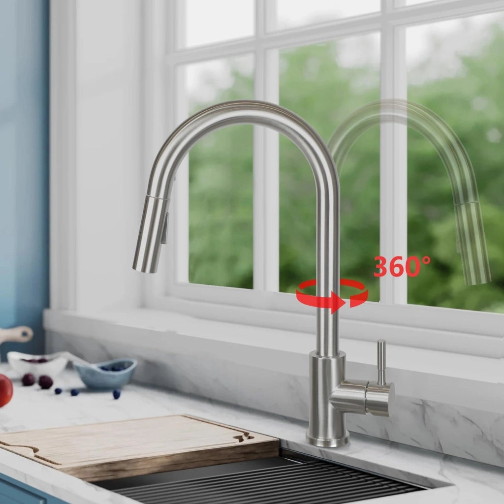 ZMH Miscelatore in acciaio inox con doccia estraibile e rotazione a 360°