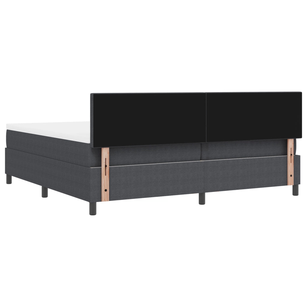 Letto con Base a Molle e Materasso Grigio 200x200 cm Tessuto in Corduroy