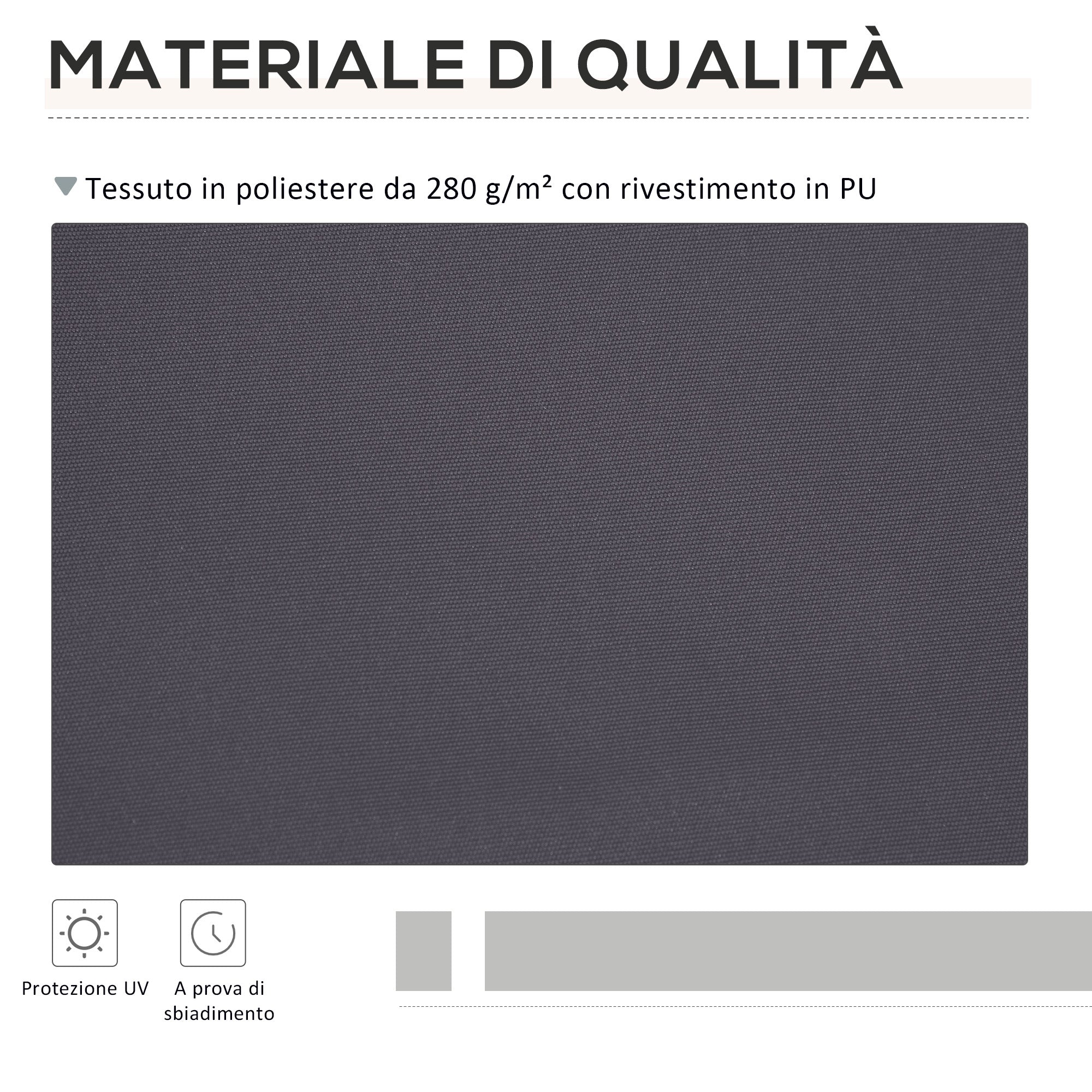 Telo di Ricambio per Tenda a Bracci Retrattile 347x290 cm  in Poliestere Anti UV Grigio