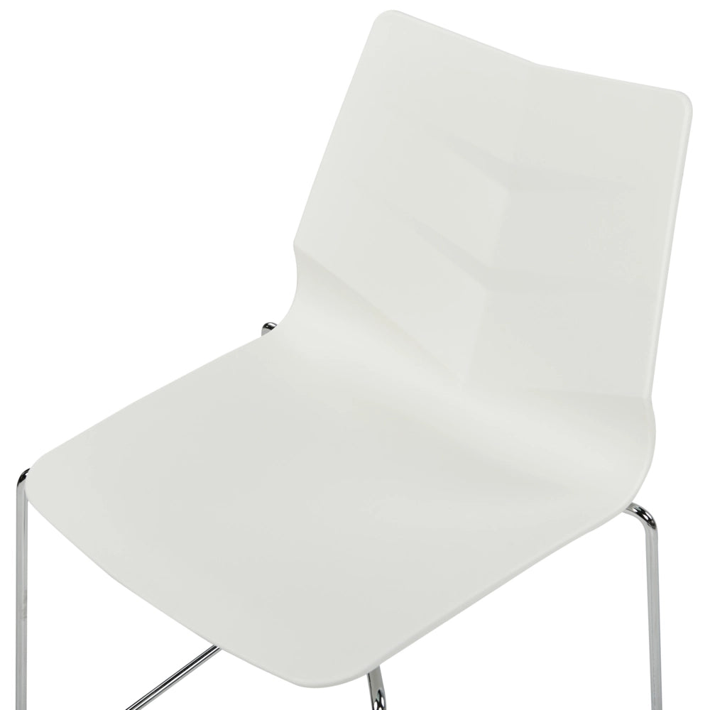 Set di 4 sedie da pranzo bianche impilabili con braccioli in plastica con gambe in acciaio Sedie da conferenza Design scandinavo moderno e contemporaneo Sedute per la sala da pranzo