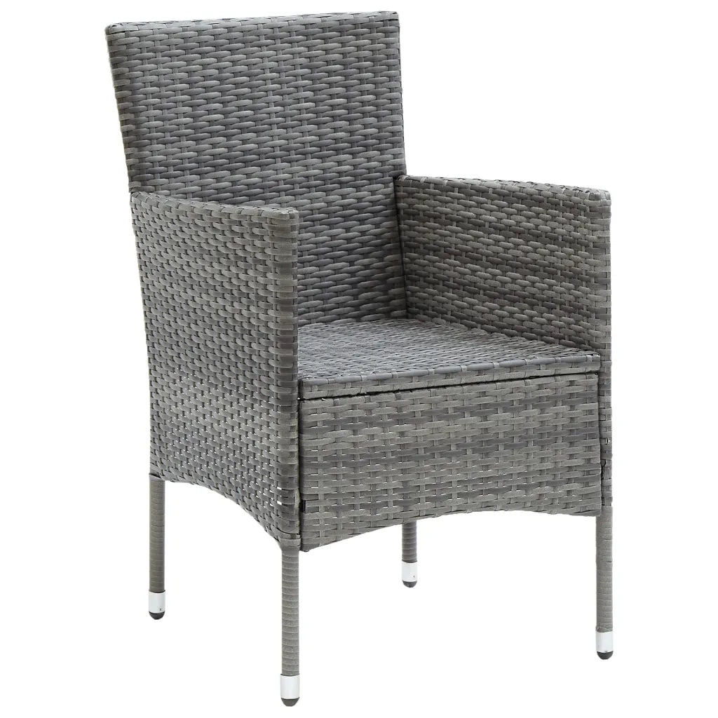 Set Mobili da Pranzo da Giardino 5 pz Grigio Polyrattan e Vetro 3058319