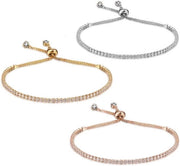 Tre bracciali da tennis con diamanti di zirkonia e strass per donne e ragazze - gioielli da regalo