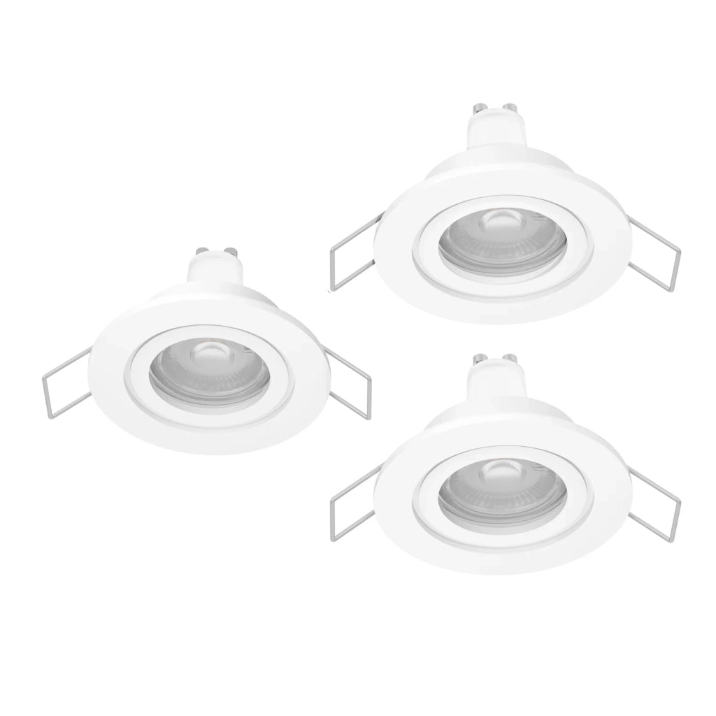 Set 3 Faretti Incasso Barranco Gu10 Plastiche Bianche 3 Luci Gu10 4,5W Ip44