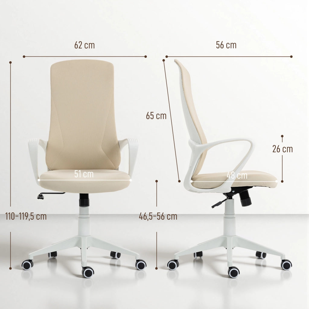 Sedia da Ufficio Girevole con Altezza Regolabile e Braccioli ¨C Zephmum ¨C 62x56x110-119.5cm Beige