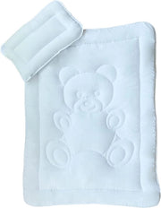 Coperte da letto per bambini con cuciture a forma di orso, 40 x 60 cm e 100 x 135 cm, certificato secondo la norma Öko-Tex Standard 100, bianco