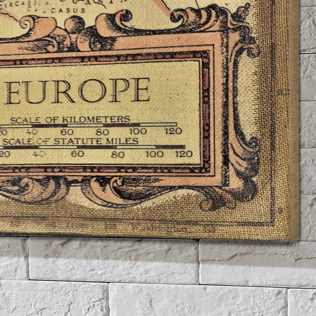 [art.work] Quadro murale su tela incorniciato 80x120cm mappa di Europa