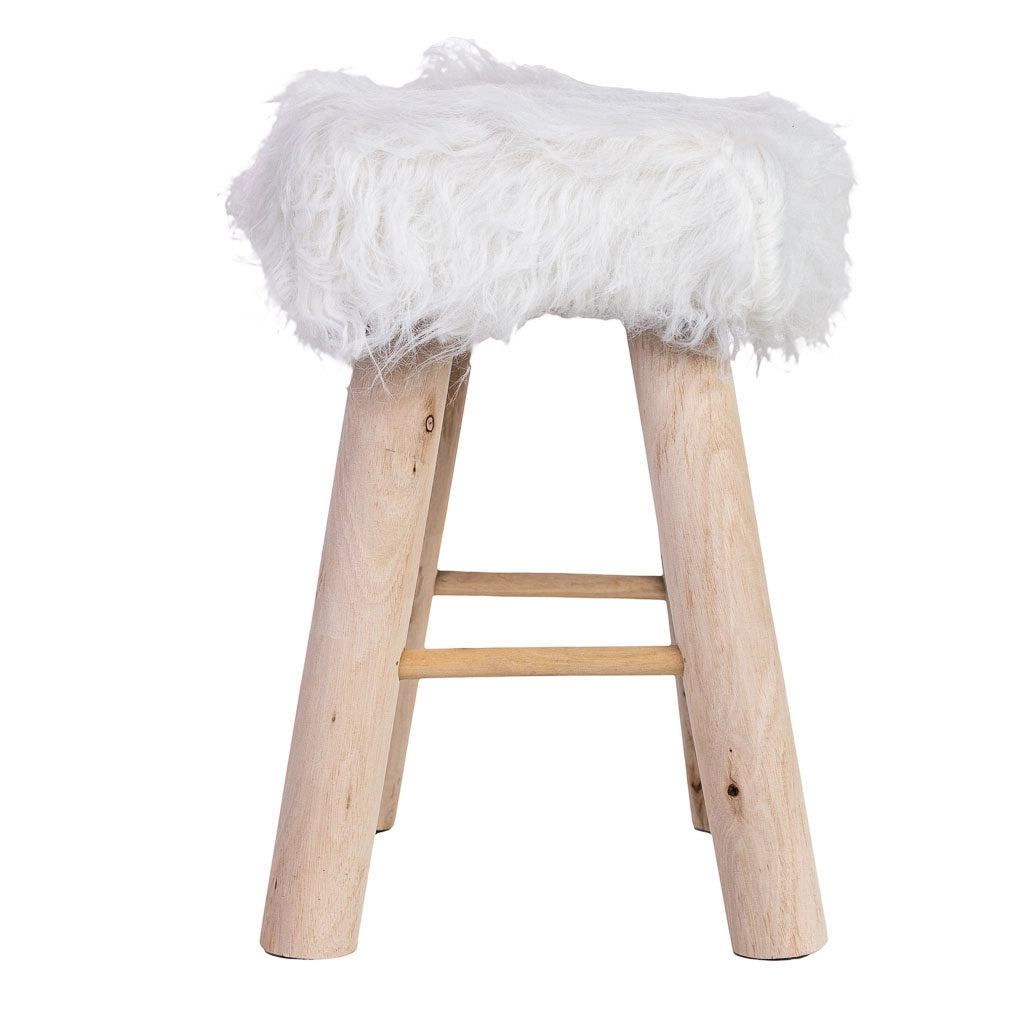 Sgabello in legno rivestito in tessuto bianco 37x26x43h cm