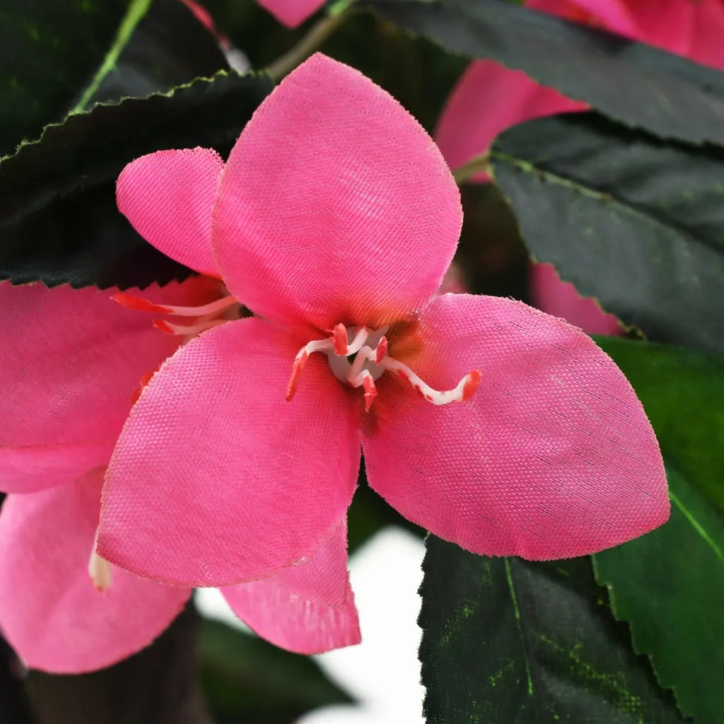 Pianta Artificiale di Rododendro con Vaso 155 cm Verde e Rosa CFW7648265