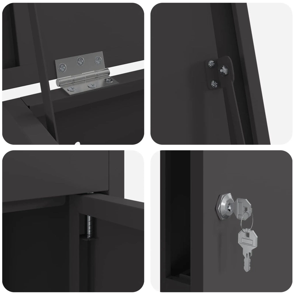Cassetta per pacchi con porta Nero 44,5 x 29 x 110,5 cm Acciaio 874926