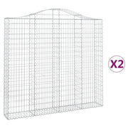 Set di 2 gabbioni ad arco per recinzione gabbia o muro di contenimento 200 x 30 x 180/200 cm ferro zincato argento 02_0041333