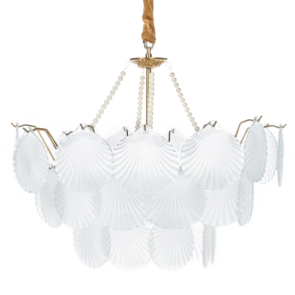 Lampadario vetro e ottone Lampada a sospensione Cristalli Stile Glamour