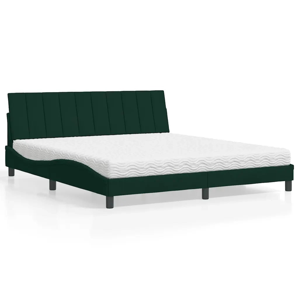 Letto con Materasso Hanko Verde Scuro 180x200 cm in Velluto 3208613