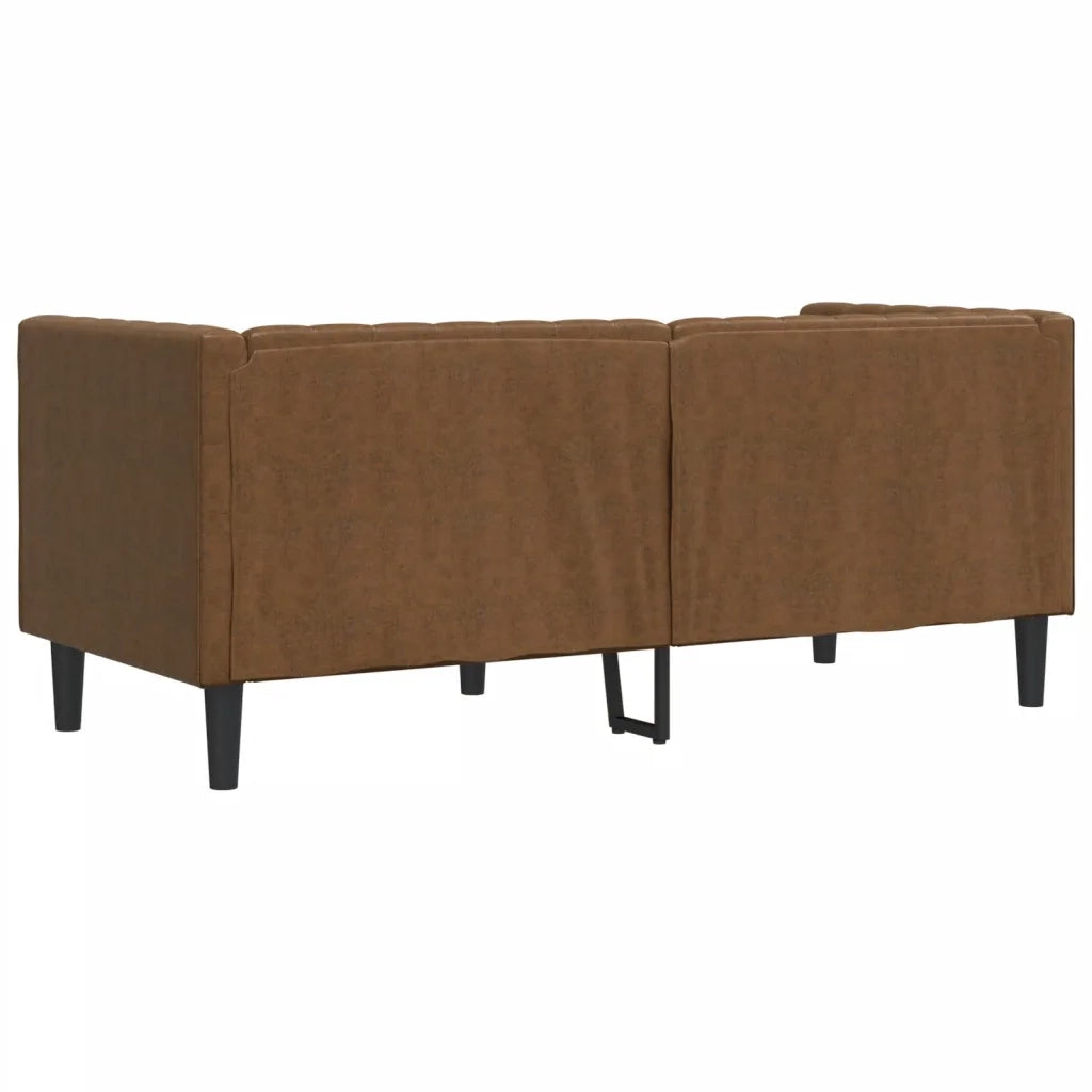 Divano Chesterfield con Rinforzi 2 Posti Marrone in Scamosciato