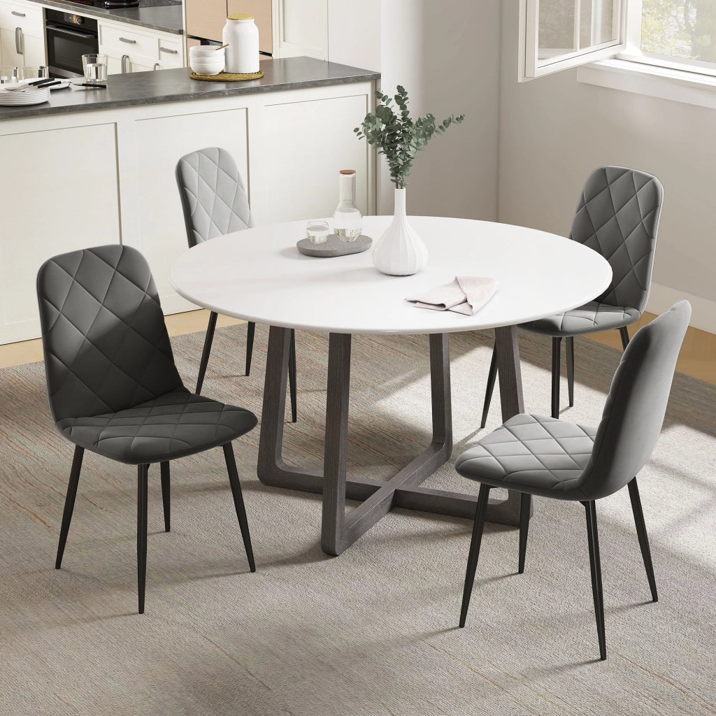Set 4 Sedie da Pranzo ¨C Xylo ¨C Velluto Grigio con Gambe in Metallo e Schienale Imbottito