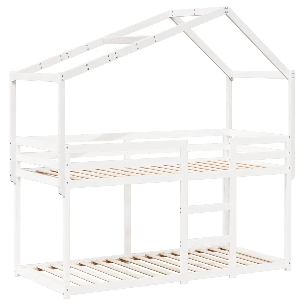 Tetto Letto Bambini Bianco 213x85,5x144,5cm Legno Massello Pino