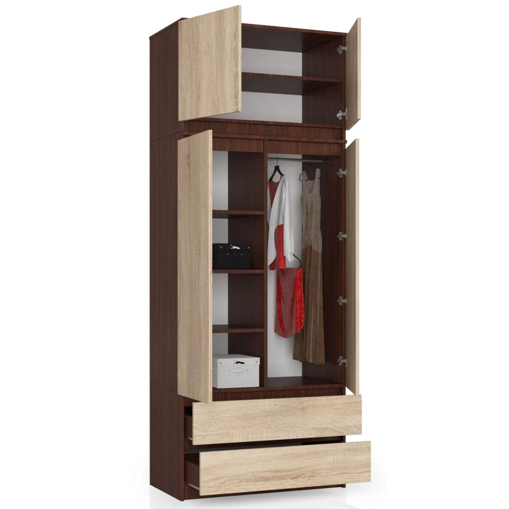 Sopralzo per armadio AKORD S90 Wengé 90 cm 2 ante inserto frontale Sonoma Quercia 90x51x55 cm