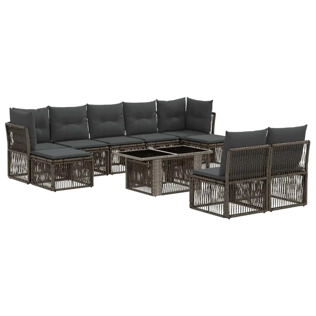 Set Divano da Giardino 10 pz Grigio polyrattan 3436529