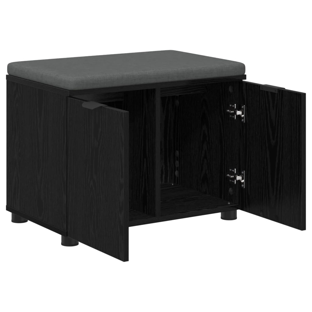 Panca per ingresso con cuscino-Sgabello-Panca da Corridoio Rovere Nero 60 x 38 x 46 cm 225994