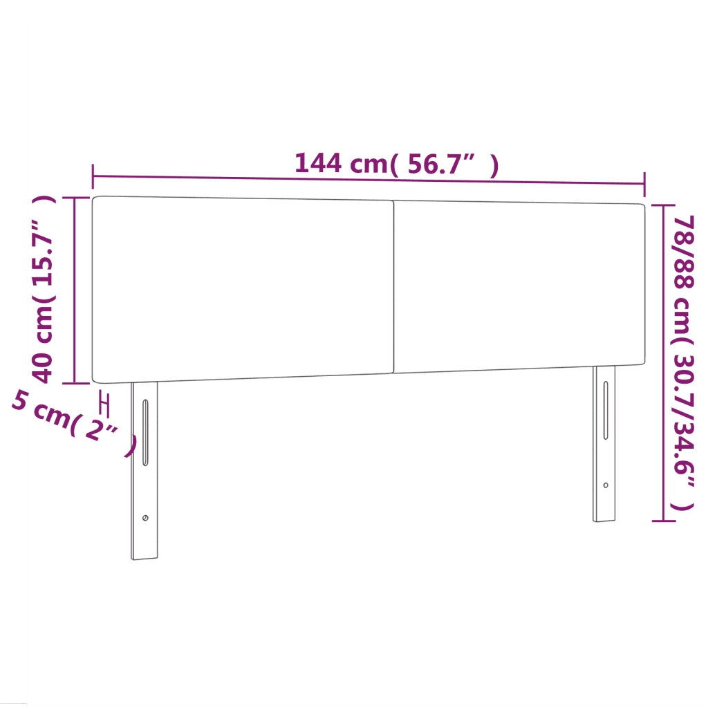 Testiere 2 pz Tortora 72x5x78/88 cm in Tessuto