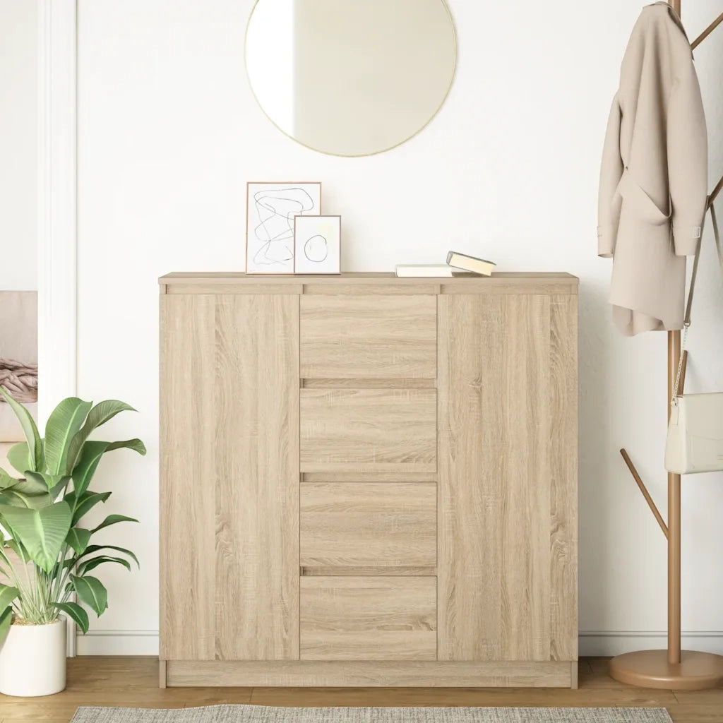 Credenza | Madia | Buffet da pranzo | Armadio da pranzo con Cassetti Rovere Sonoma 100,5x35x98,5 cm Truciolato