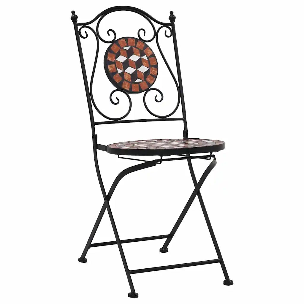 Sedie da Bistrò con Mosaico 2 pz Marroni in Ceramica 46714
