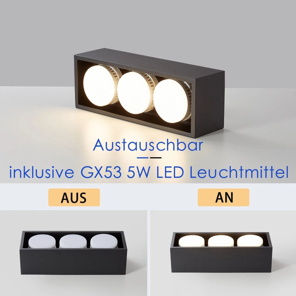 ZMH Faretto da soffitto LED quadrati 3 fiamme rotanti