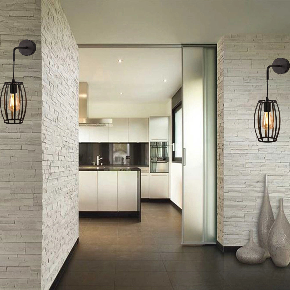Trade Shop - Applique Parete Pendente A Forma Ovale 3d Stile Minimal Portalampada Attacco E27 Aq53 - Nero