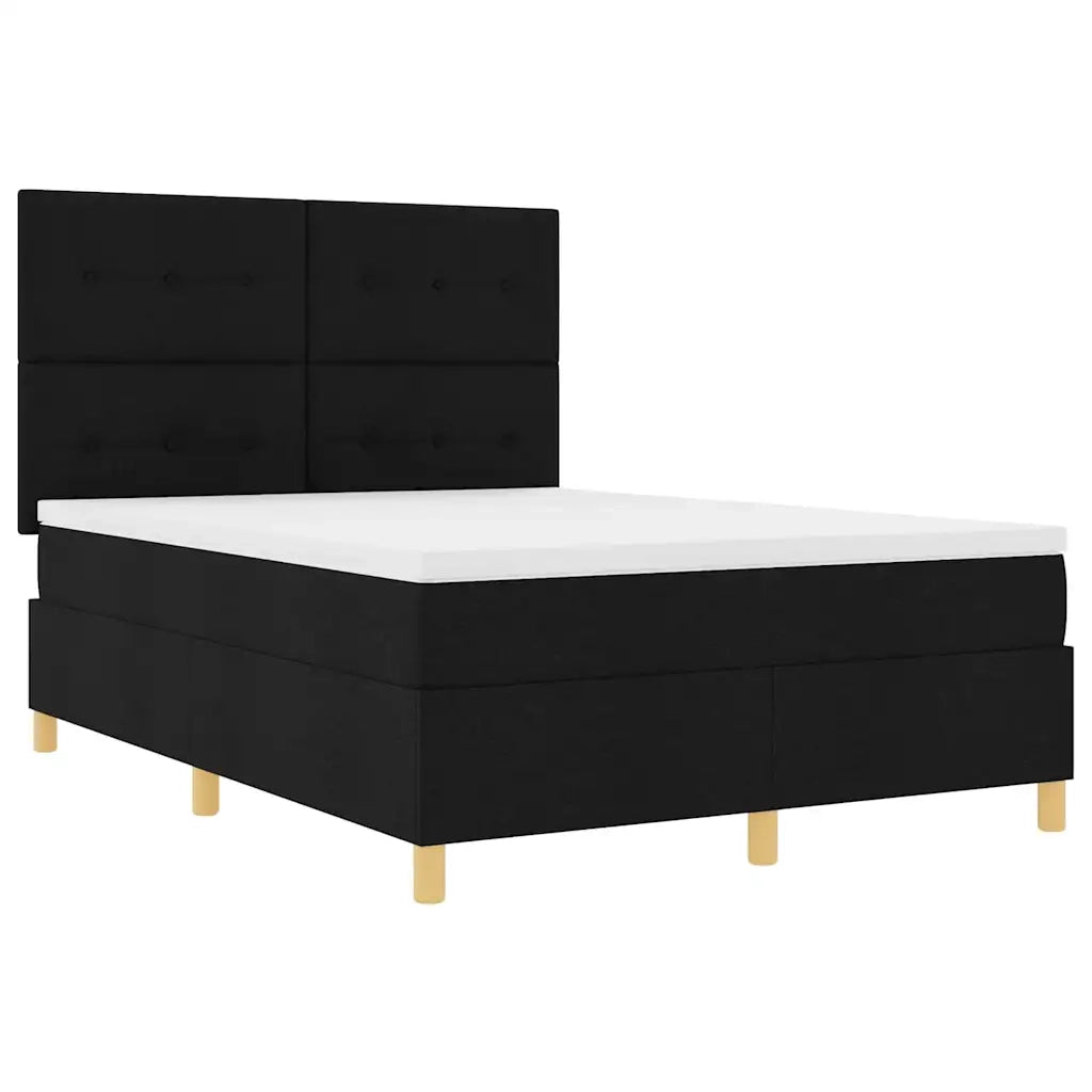 Letto a Sorgente LED con materasso Nero 140 x 190 cm Tessuto 3343098