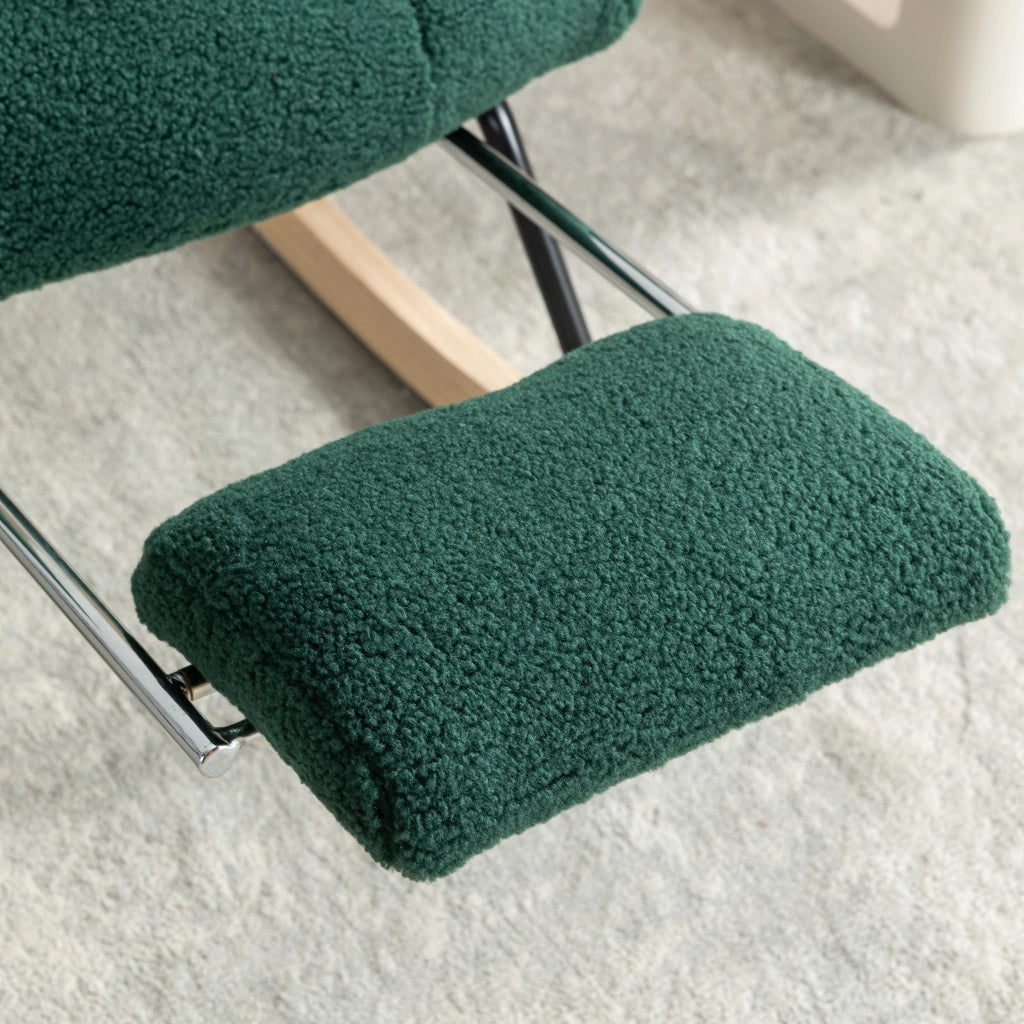 Poltrona a Dondolo con Poggiapiedi Estraibile ¨C MINIMAL ¨C Tessuto Boucl¨¦ Verde