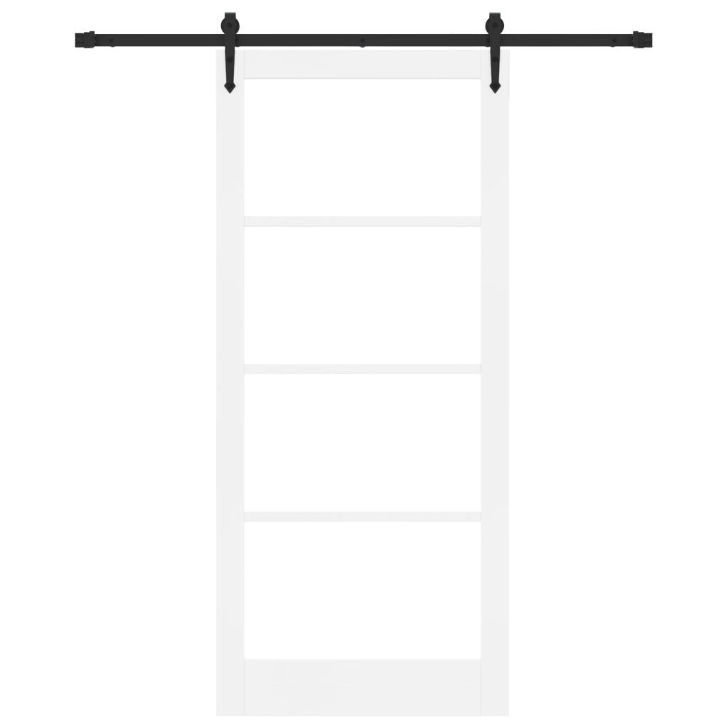 Porta scorrevole  con set hardware bianca 93x211 cm in legno massello di pino