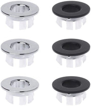 Sistema di protezione per vasca da bagno 6 pezzi - Anello di protezione circolare - Copertura per vasca da bagno - Argento/Nero - Adatto per fori da 22mm a 24mm - Materiale: Rame/Poliuretano - Protezione per vasca da bagno