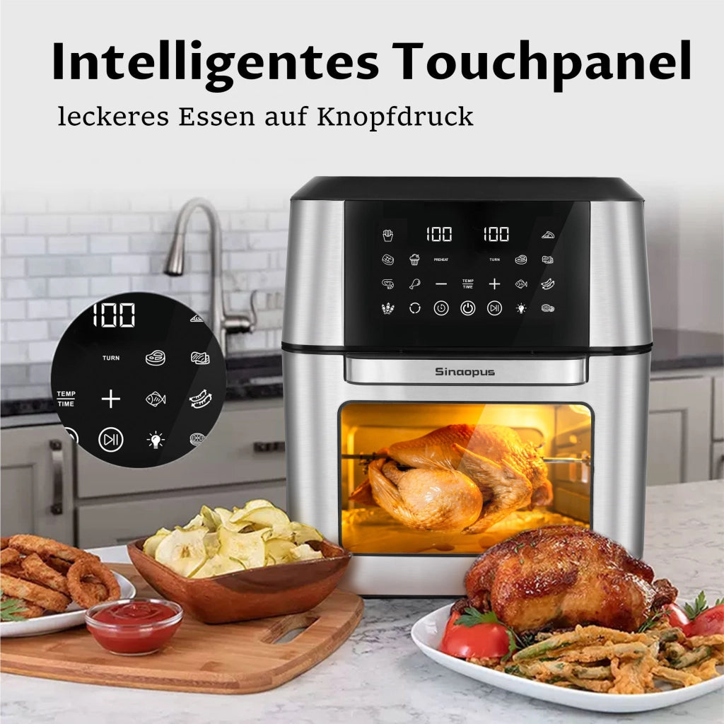 Friggitrice ad aria calda XXL 12L, forno multifunzione con accessori, Easy Fry & Grill, riscaldamento uniforme, 12 funzioni, facile da pulire