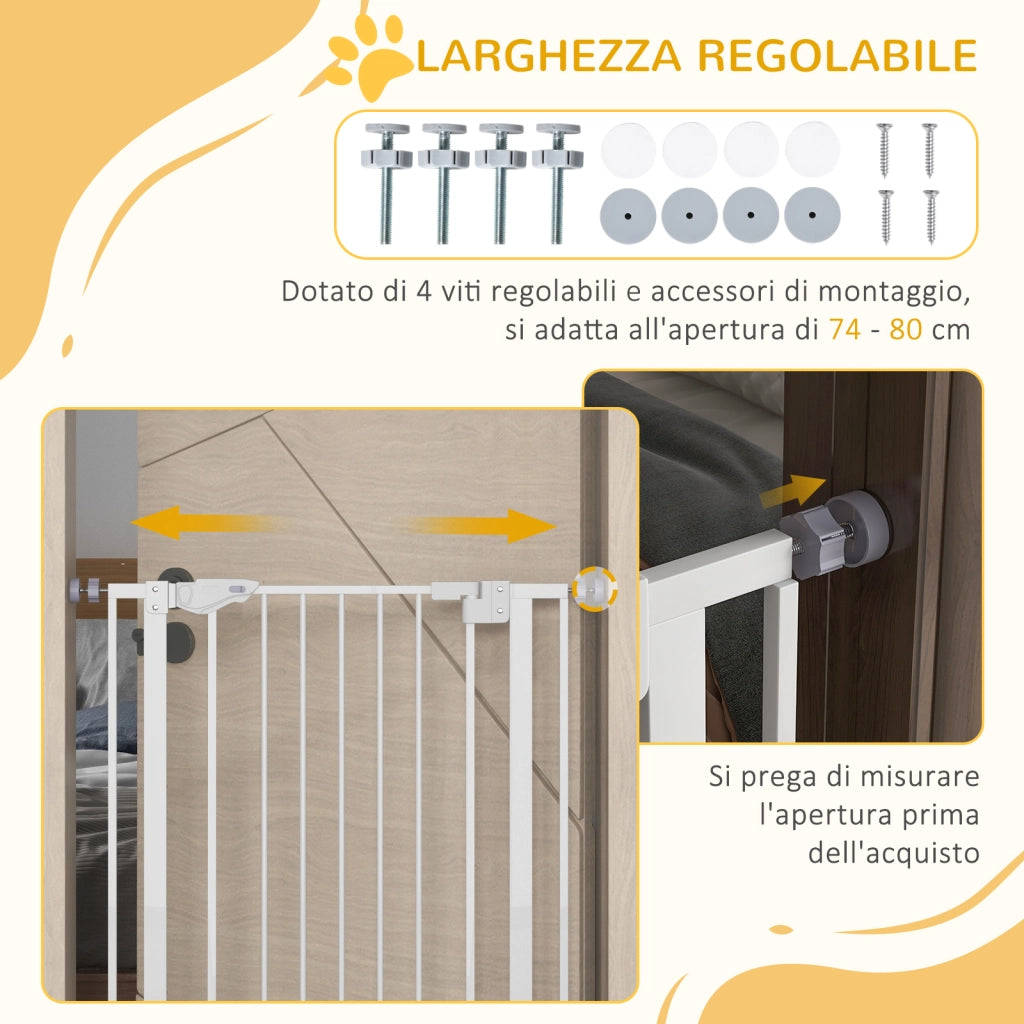Cancello per Cani Regolabile ¨C zephmum ¨C Bianco 74-80x104cm