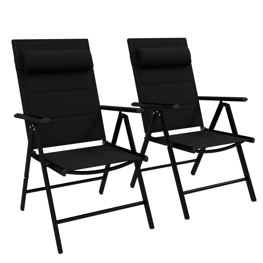Sedia da giardino pieghevole ¨C zephmum ¨C nera, struttura in metallo, 54x67x108 cm