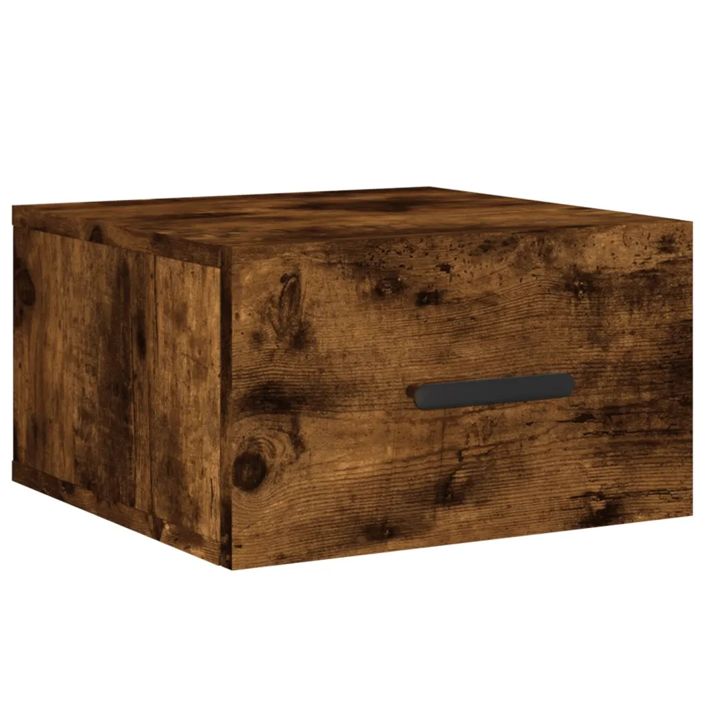 Set di 2 Comodini | Armadio da Notte | Mobiletto da notte a Muro Rovere Fumo 35x35x20 cm