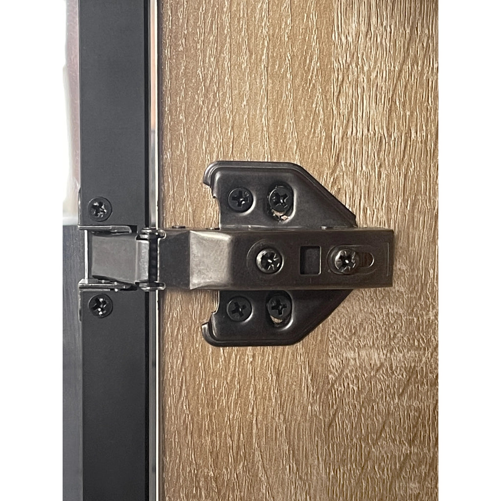 Armadietto da bagno con LED, 2 cassetti, 2 ante in vetro satinato e vani aperti, per bagno, in MDF naturale, 73 cm