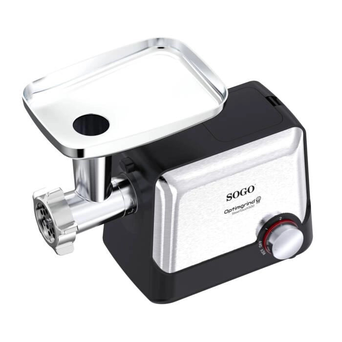 Tritacarne elettrico 500W con 3 dischi di taglio, funzione inversa, 2 velocità, accessori completi per salsicce - SOGO