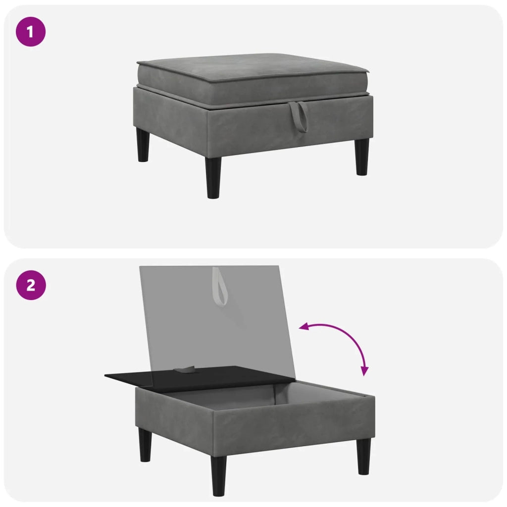 Pouf con Storage Grigio Scuro Velluto 42027134