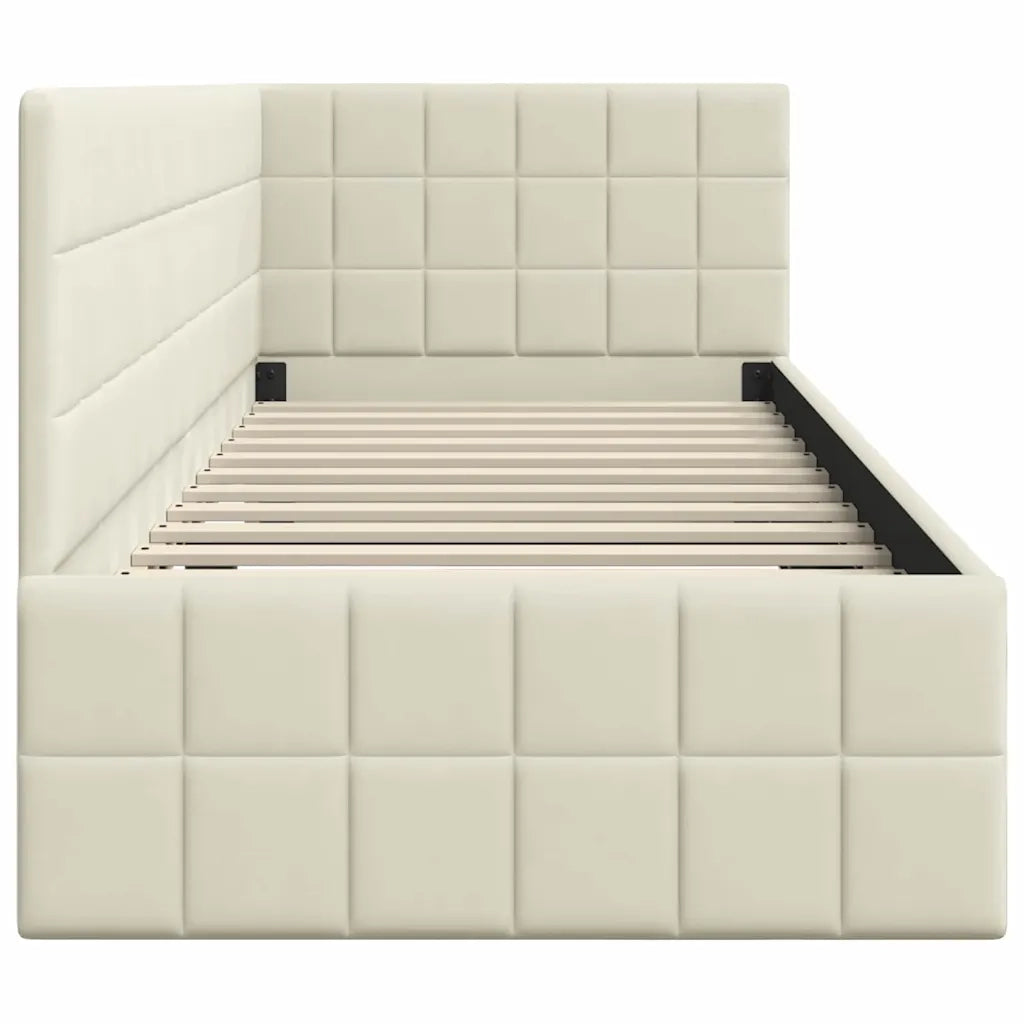 Letto singolo | Letto per adulti | Cornice del letto ad angolo Crema 80 cm x 200 cm Velluto