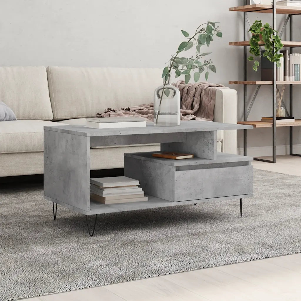 Tavolino salotto | Tavolino da caff¨¨ | Tavolino da Soggiorno Grigio Cemento 90x49x45 cm Legno Multistrato