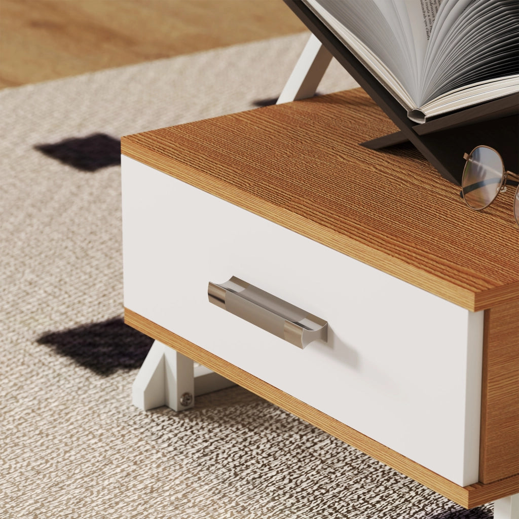 Set 2 Tavolini Salotto Forma Z con Cassetto ¨C Xylo ¨C Legno Naturale 40x35x50 cm