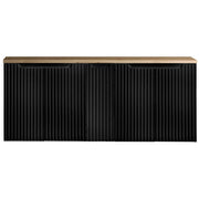 Mobile Sottolavabo Doppio NEWPORT da Parete con 5 Ante e Ripiano 140x60x40 cm - Nero/Effetto Rovere [en.casa]