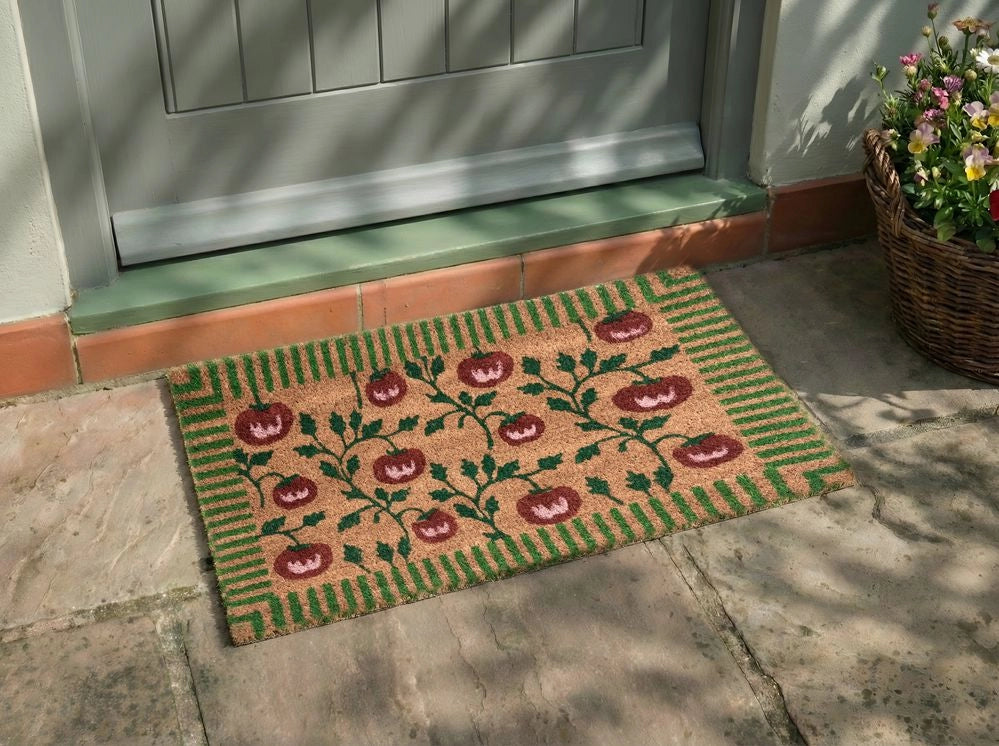 Zerbino in fibra di cocco naturale con fondo antiscivolo in PVC 45 x 75 cm Decorazione Classico Motivo tradizionale a motivi vegetali
