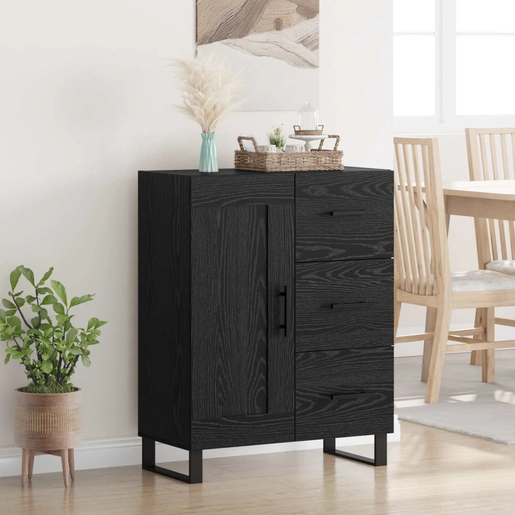 Credenza con cassetto Rovere Nero 69,5 x 34 x 90 cm 881647