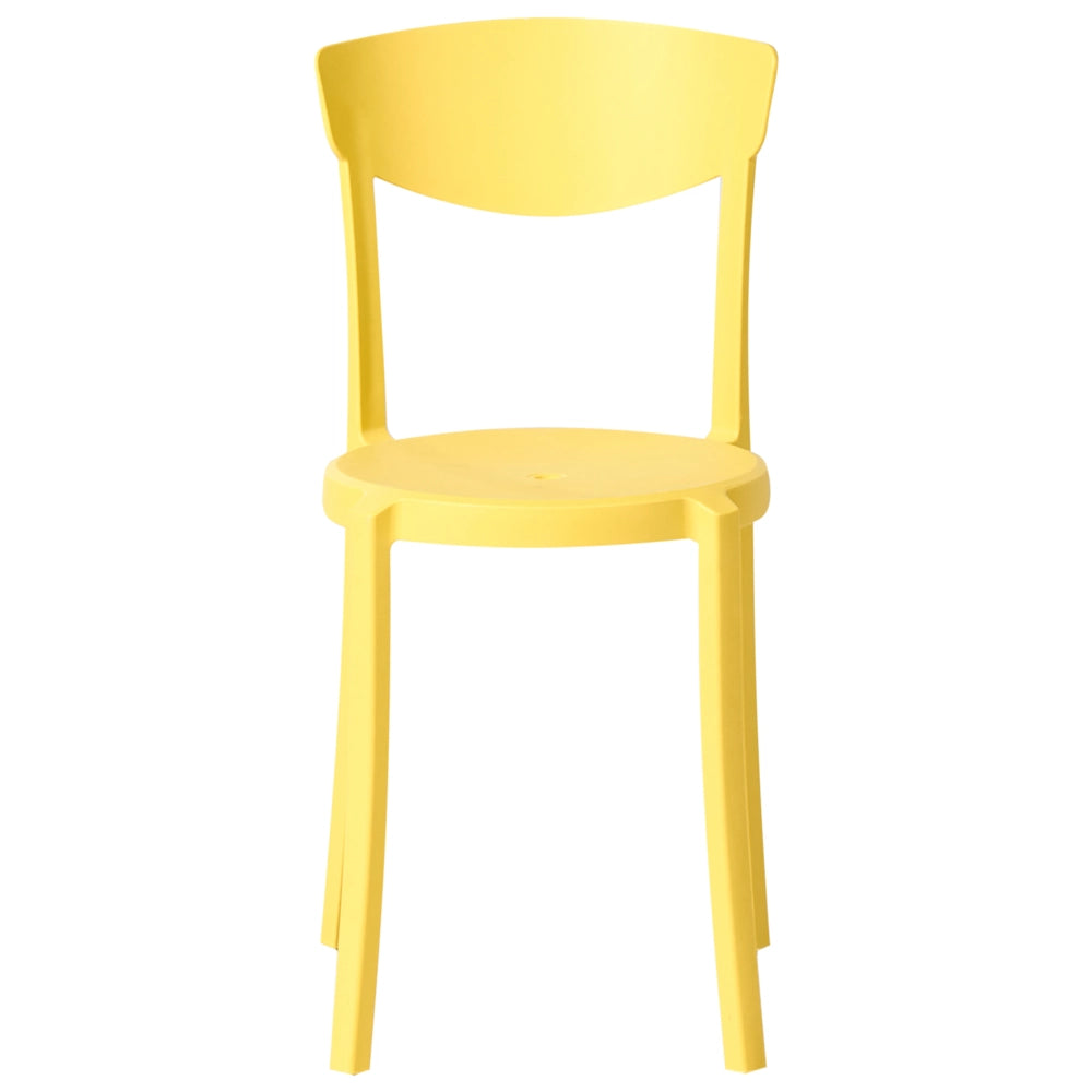 Set di 4 sedie da giardino in polipropilene giallo leggere resistenti alle intemperie in plastica per interni ed esterni moderne