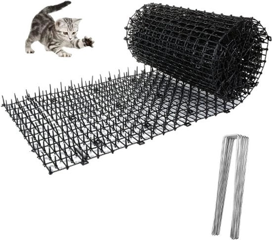 Mat per Scare Kattie 200 x 28 cm – Mat con Filo Scaccia e Spine – Mat di Rifiuto con 8 Spine a U per Animali Domestici, Giardino e Cancello
