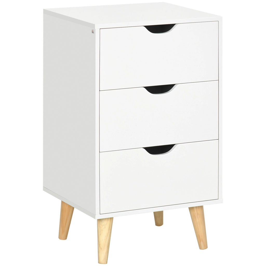 Comodino con 3 cassetti ¨C Minimal ¨C Bianco 40x35x68,5 cm
