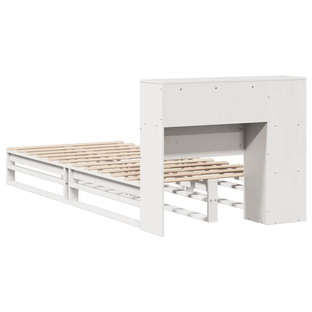 Letto Libreria senza Materasso Bianco 75x190 cm Legno Massello